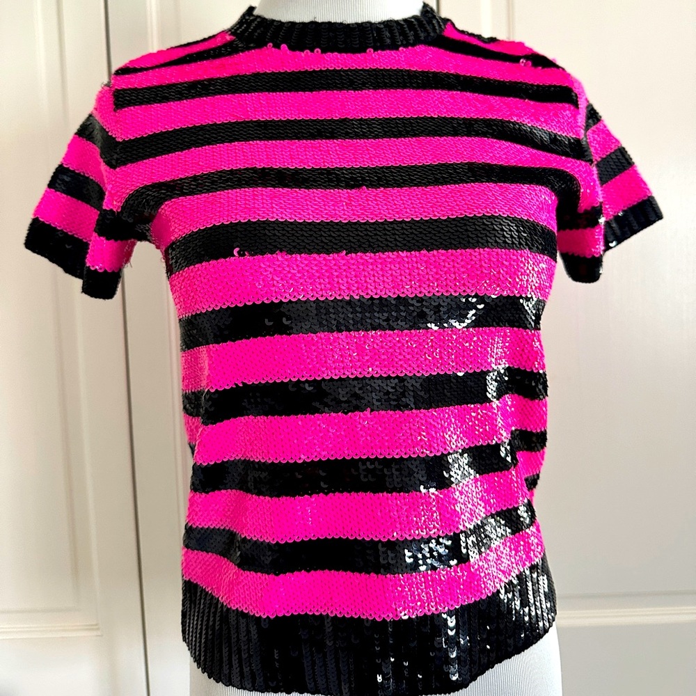Saint Laurent Paris Sequin Striped Top Size Small